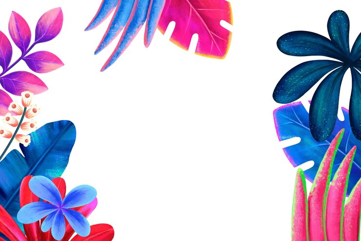 Foto quadro png tropical colorido ilustração botânica fundo transparente