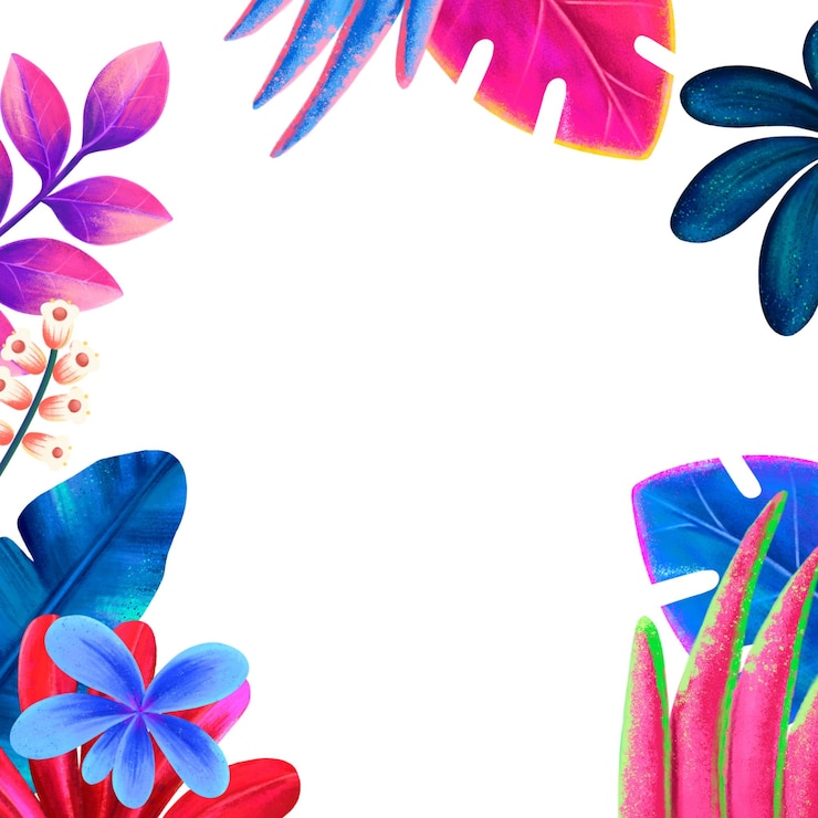 Foto quadro png tropical colorido ilustração botânica fundo transparente