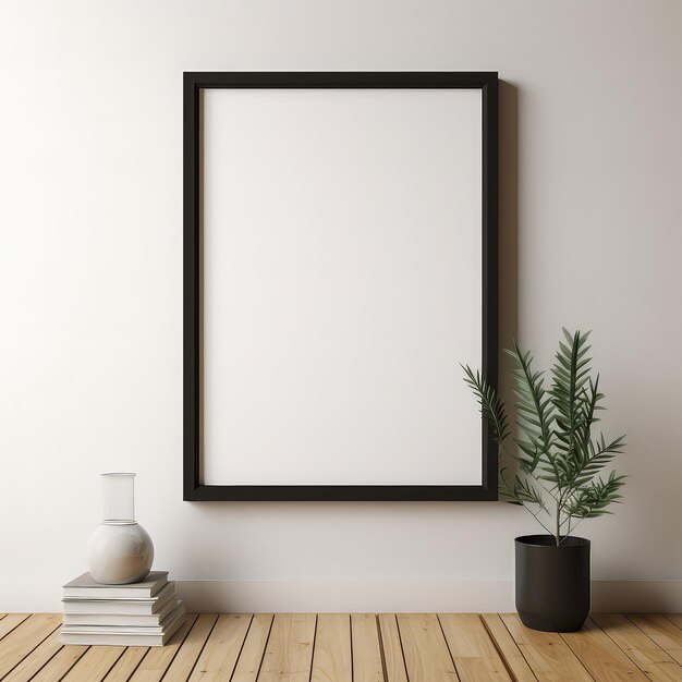 Quadro preto no chão de madeira estilo Mark Gertler com minimalismo simplicidade de reposição