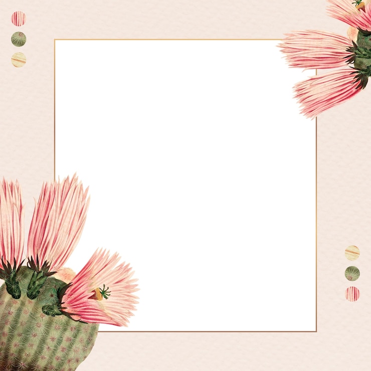 Foto quadro retangular de ouro com cactus vintage em papel elemento de design de fundo