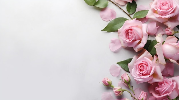 Quadro romântico com flores cor-de-rosa rosas