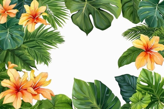 Quadro tropical com folhas de palmeira verdes ar c v