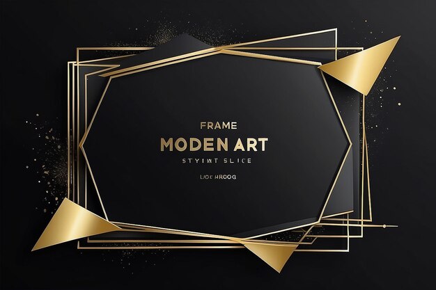 Foto quadro vetorial para texto gráficos de arte moderna para hipsters quadro dinâmico elegante geométrico fundo preto com ouro