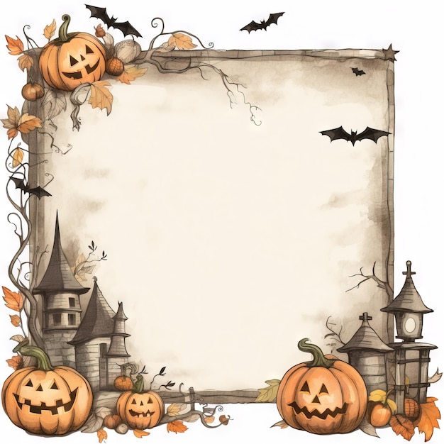 Quadro vintage de Halloween fundo livre de Halloween Ai gerou ilustração de Halloween de alta resolução em fundo branco