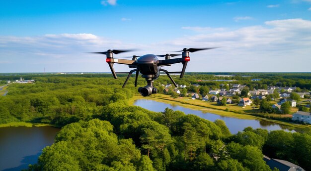 Foto quadrocopter im flug nahaufnahme von quadrocopter in der luft drohnen in aktion nahaufnahmen von drohnen