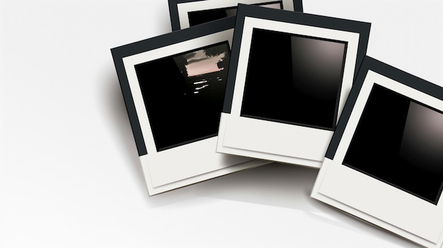 Quadros Polaroid Modelos de fotos realistas com sombras em fundo branco Generative Ai