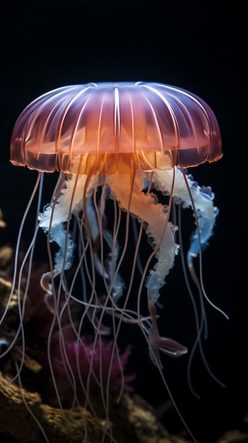 Quallen im Aquarium auf dunklem Hintergrund