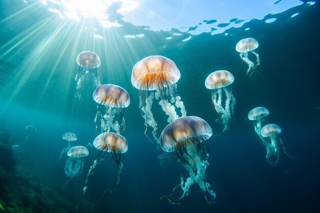 Quallen in Meerwasser Invasion und eine große Anzahl