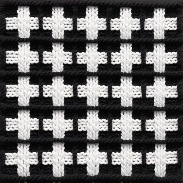 Quantumpunk Strickpatch Eine Trompel-L39oeil-Illusion in Schwarz-Weiß