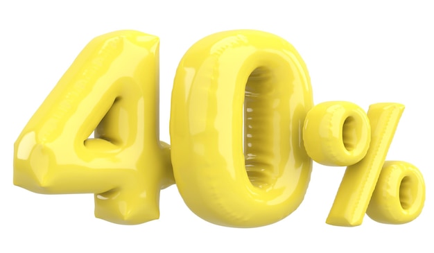 Quarenta por cento 40 balão texto 3D ilustração
