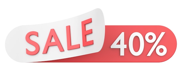 Quarenta por cento de venda 40 venda ilustração 3D
