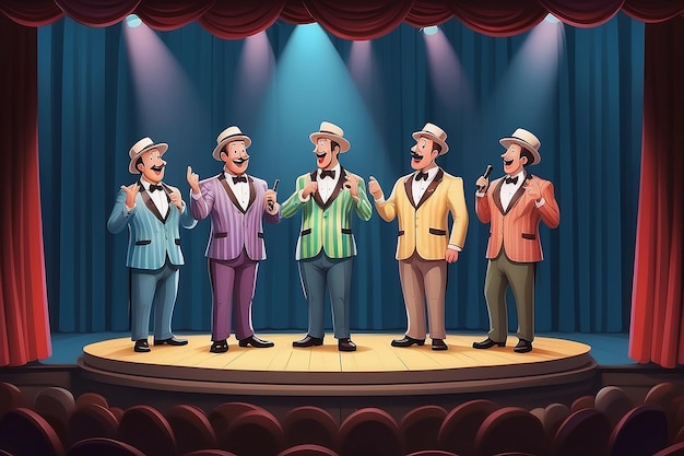 Quarteto harmonioso Serenata de palco de desenhos animados