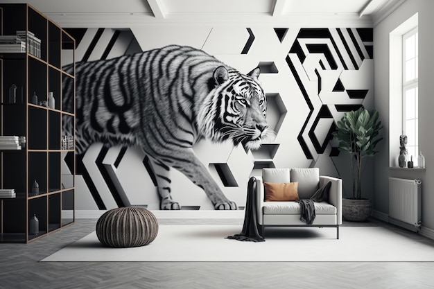 Decoração Geométrica - Tigre em 3D