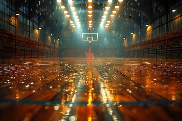 Quarto de basquete com aro