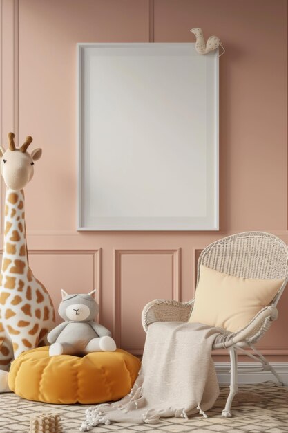 Quarto de bebês com girafa e cadeira