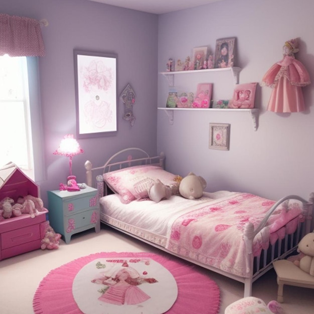 Foto quarto de boneca barbie rosa