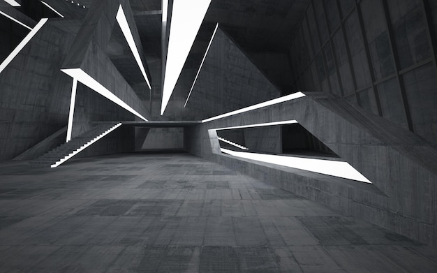 Quarto de concreto abstrato escuro vazio interior liso Fundo arquitetônico Visão noturna