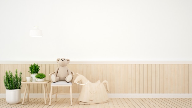 Quarto de criança em casa ou berçário - design de interiores - renderização em 3D