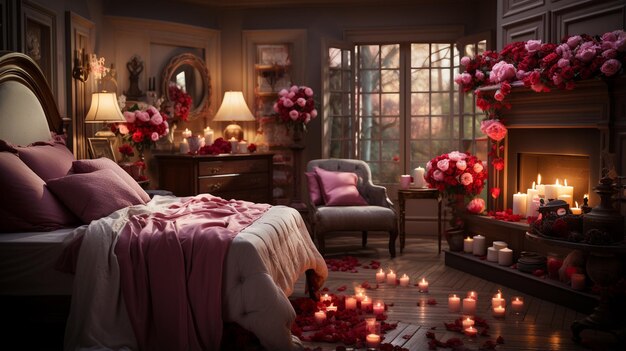 Foto quarto de dormir com rosas