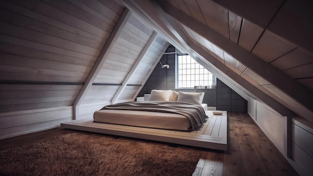 Quarto de dormir e estilo loft moderno