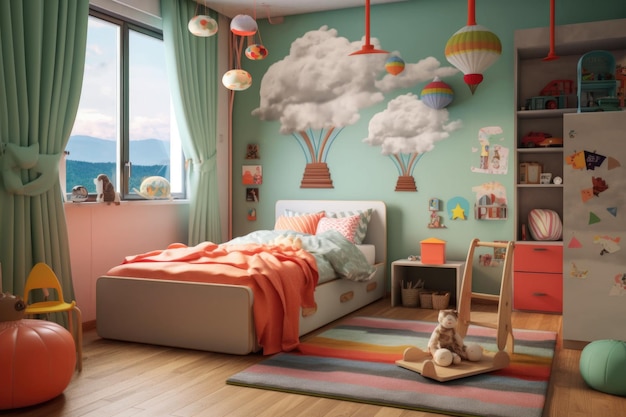 Quarto de dormir infantil com design elegante e conforto