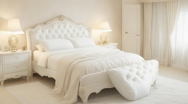 Quarto de luxo branco com cama