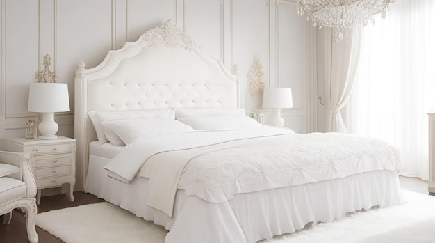 Quarto de luxo branco com cama