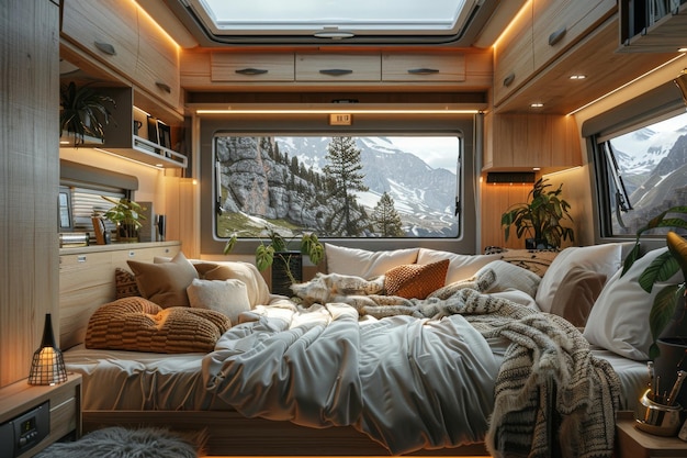 quarto de luxo de caravana conceito de acampamento