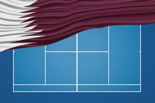 Quarto de tênis com bandeira ondulada do Qatar Quarto duro