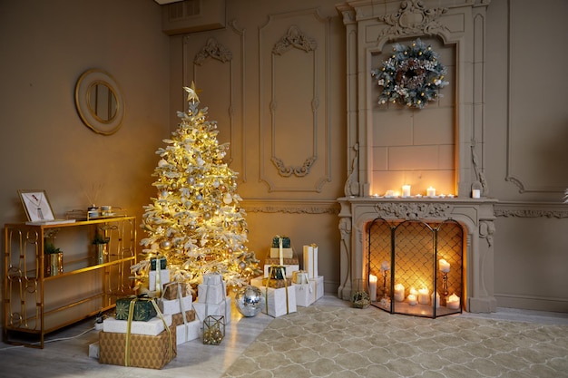 Quarto decorado para estúdio alugado para celebração de natal