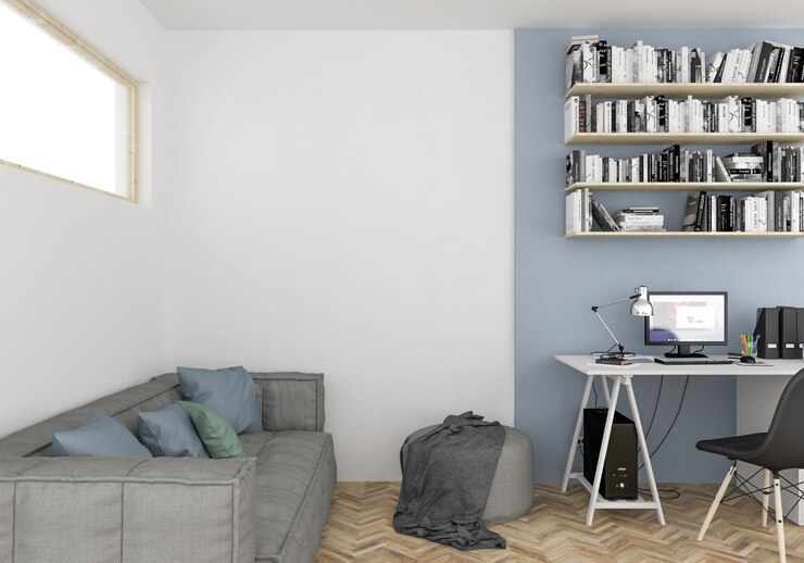 Foto quarto do adolescente escandinavo com parede em branco
