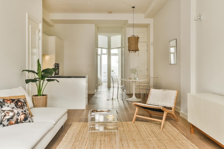 Foto quarto espaçoso com várias áreas
