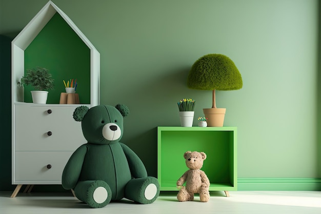 Foto quarto infantil verde com espaço de cópia