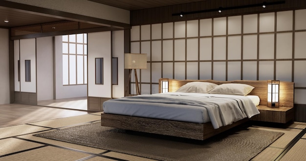 Quarto moderno e tranquilo em estilo japonês