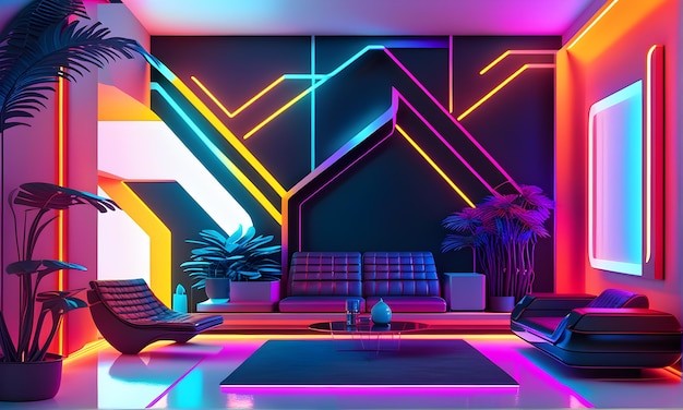 Quarto Neon de Conceito Futurista