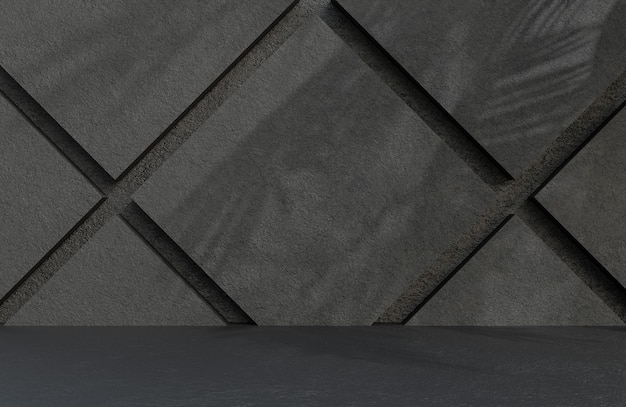 Quarto vazio abstrato preto parede de pedra estilo textura grunge., modelo 3d e ilustração.