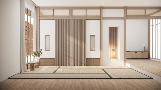 Quarto vazio estilo japão decorado em quarto branco interior do japão