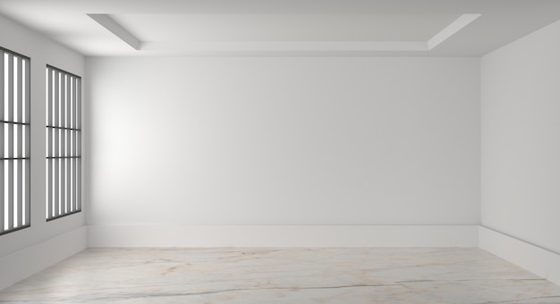 Foto quarto vazio interior branco parede em branco. 3d rendem