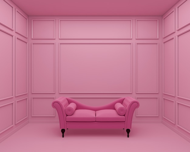 Foto quarto vazio moderno com sofá rosa e parede rosa