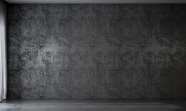 Foto quarto vazio moderno e fundo de textura de parede de concreto preto renderização em 3d