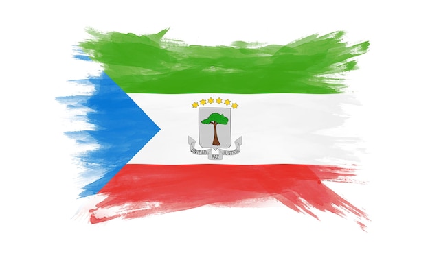 Äquatorialguinea Flagge Pinselstrich, Nationalflagge auf weißem Hintergrund