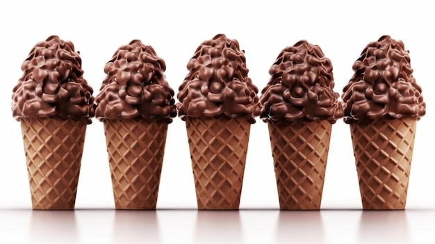 Quatro casquinhas de sorvete são mostradas, sendo uma feita pela empresa generative ai