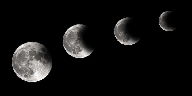 Quatro etapas do eclipse da lua, eclipse lunar, plano de fundo