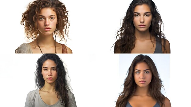 Foto quatro fotos diferentes de uma mulher com estilos de cabelo diferentes ia generativa