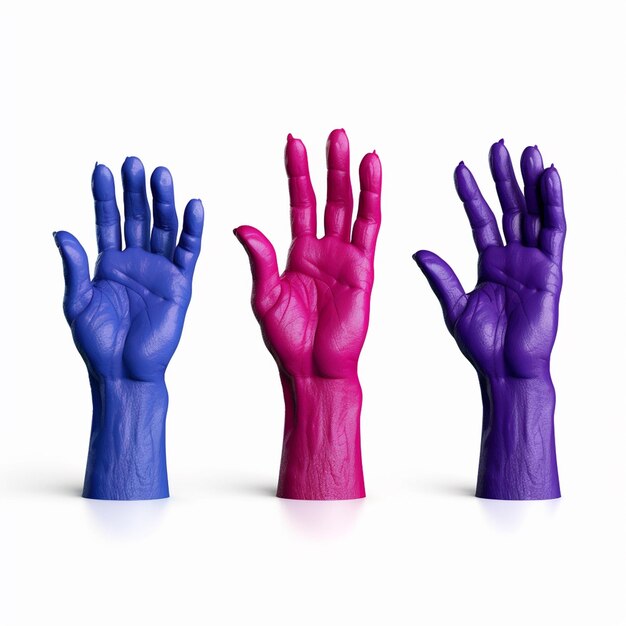 Quatro mãos com cores diferentes de mãos que dizem " a palavra " sobre eles.