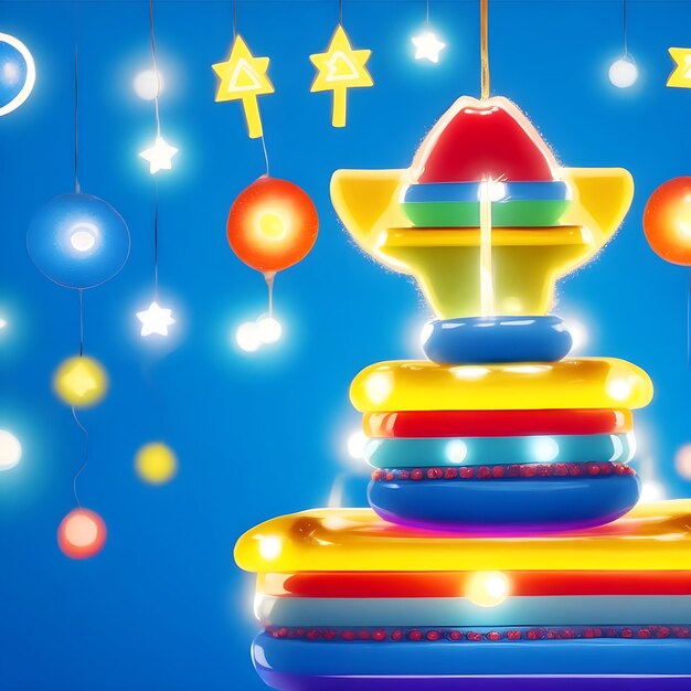 Foto quatro menorá colorido e feliz do festival de hanukkah e fundo de baboseiras