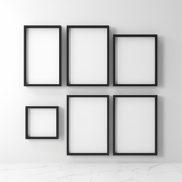 Quatro quadros em branco quadros pretos pendurados