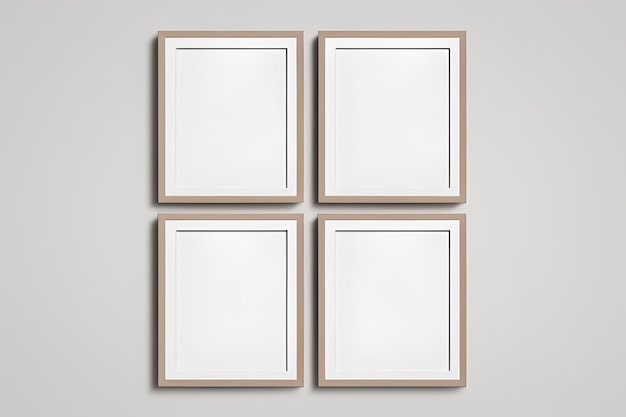 Quatro quadros em uma parede com fundo branco