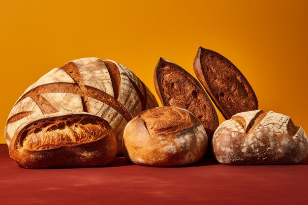 Quatro tipos de pão exibidos