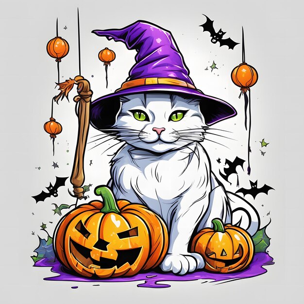 Qué bonita camiseta de gato de Halloween